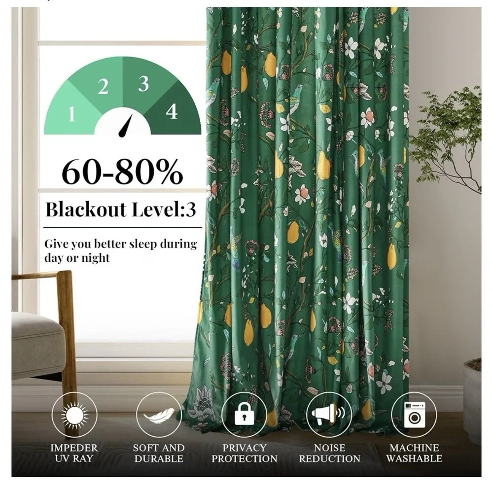 MUSSEL Luxury Velvet Floral Curtains 52w